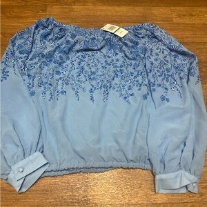 Women’s Sam and Jess Blue Floral Top Size Petite Large NWT